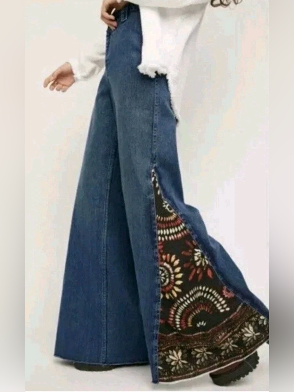 Free People Sahara Extreme Flare Wide Leg Jeans Size 28 Rare Festival Boho Jeans